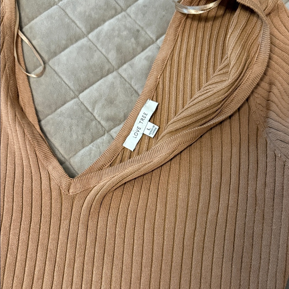Love Tree Tan Long Sleeve Ribbed Tee - Picture 2 of 2
